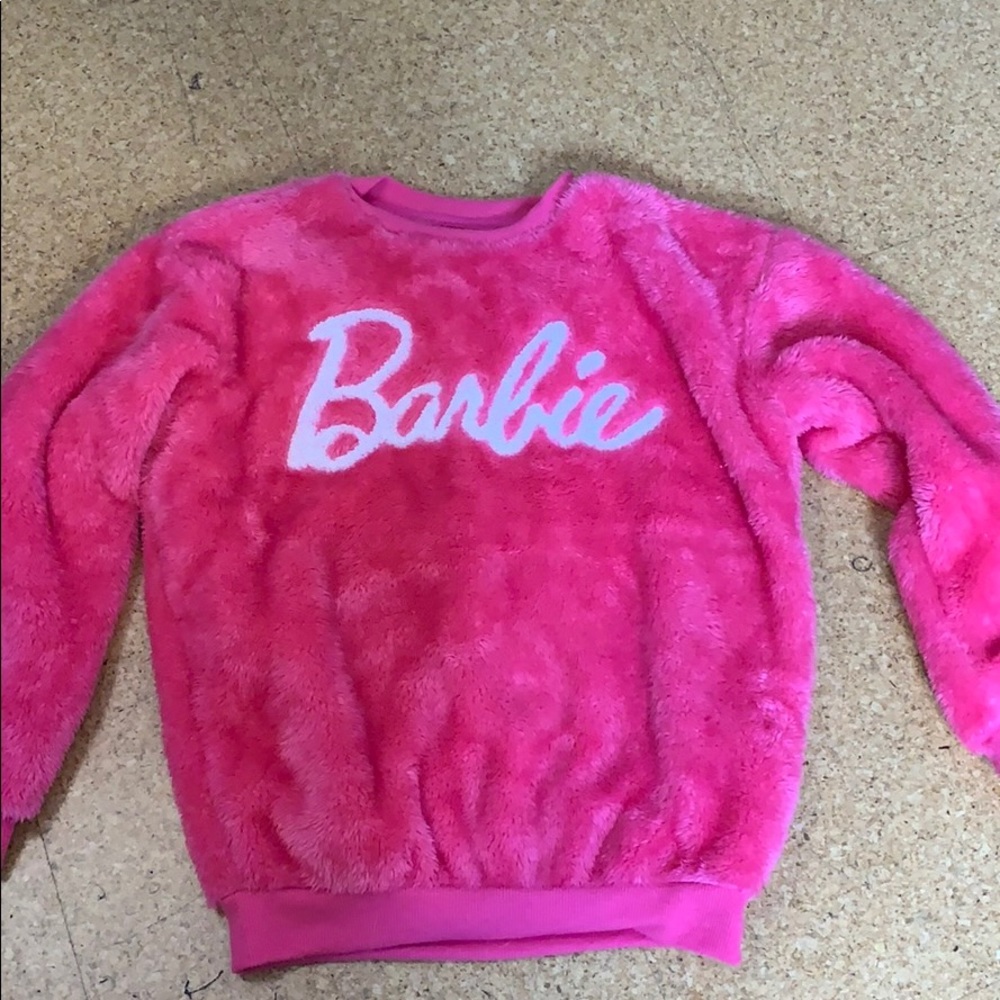 Fuzzy pink Barbie sweater